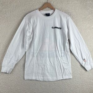 NWOT Anwar Carrots Womens White Cotton Graphic Print Long Sleeve T-Shirt S SMALL